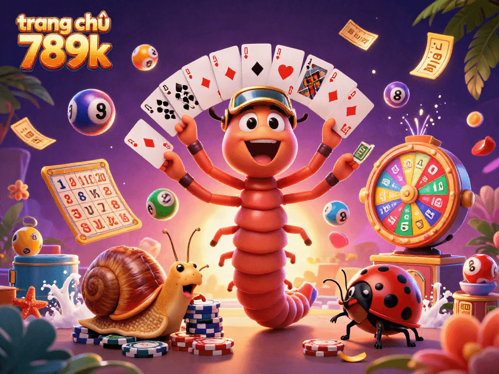 Engage with a thrilling scene on trang chủ 789k featuring a whimsical dealer and dynamic casino elements.