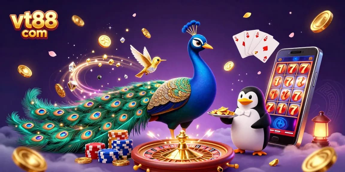 Experience the vibrant gameplay of vt88 com with this dynamic casino illustration featuring a rich gaming scene.