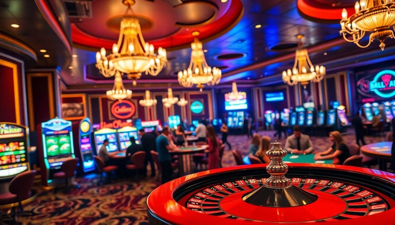 Experience the thrill of winning at https://ok8386s.com/ with vibrant casino visuals showcasing roulette and slot machines.