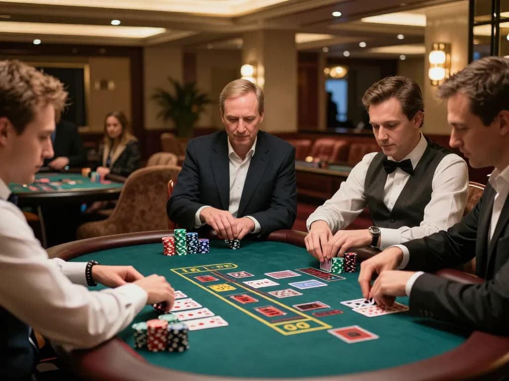 Participating in an exciting live dealer game at 888vnd đăng nhập, players strategically placing bets on baccarat.