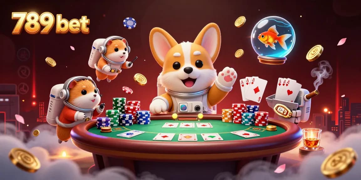 Win big with 789 bet in a thrilling space casino adventure featuring floating poker elements.
