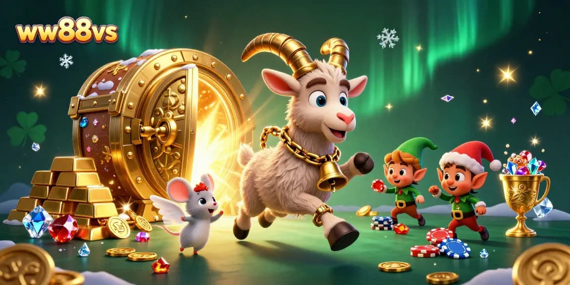 Win big with ww88vs at the vibrant holiday-themed casino featuring Krampus and festive characters.