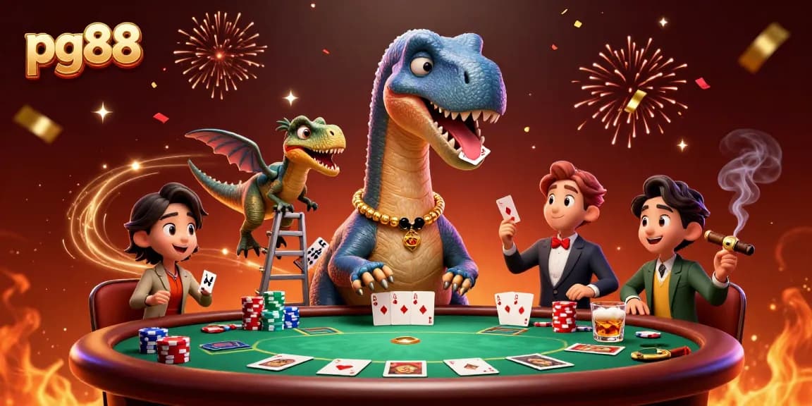 Experience thrilling games at pg88 with vibrant casino elements and engaging characters illustrated.