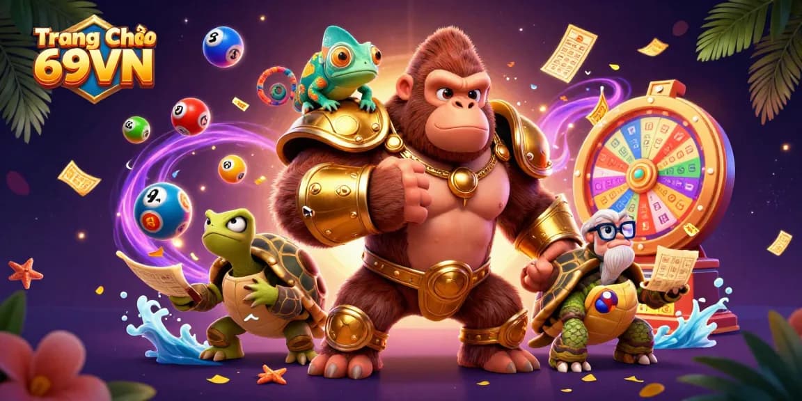 Win big at Trang Chủ 69VN with a colorful lottery scene featuring dynamic game elements.