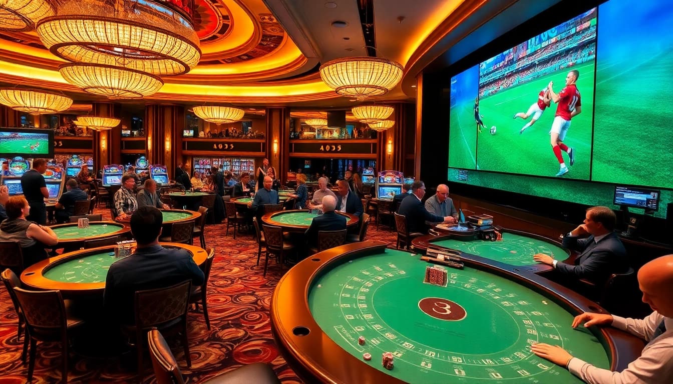 Experience bóng đá trực tuyến luongson in a luxurious casino environment filled with excitement and betting action.