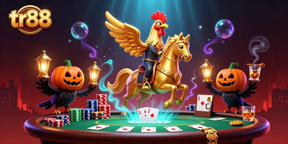 Experience exhilarating gameplay at tr88 with a golden rooster navigating a vibrant casino scene.