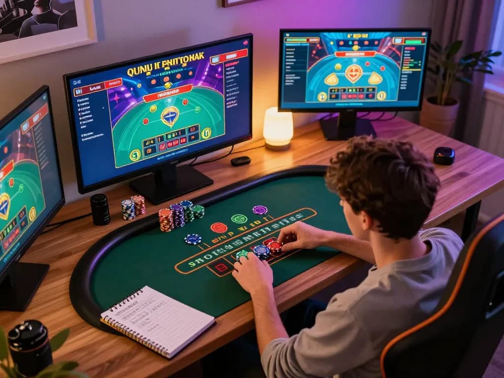 Experience online gambling with digitalwala in an engaging live dealer blackjack setup, showcasing strategic gameplay and vibrant home ambiance.