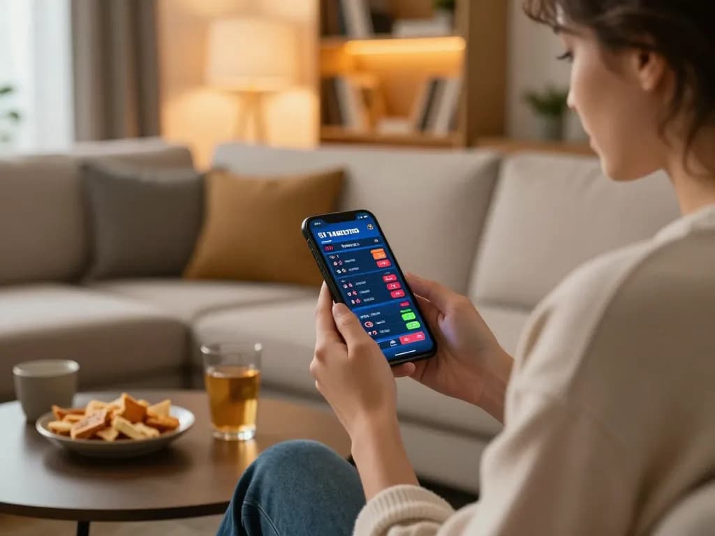 Engaging in sports betting on 88CLUB app while relaxing at home