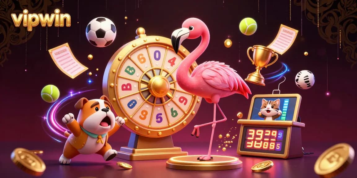 Engage in thrilling betting at vipwin with an exciting game show host, vibrant sports elements, and dynamic prize reveals.