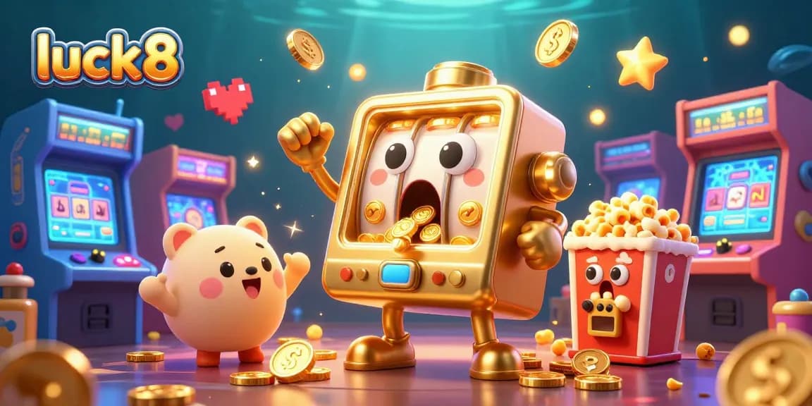 Win big with luck8 as a golden slot machine celebrates hitting the jackpot!