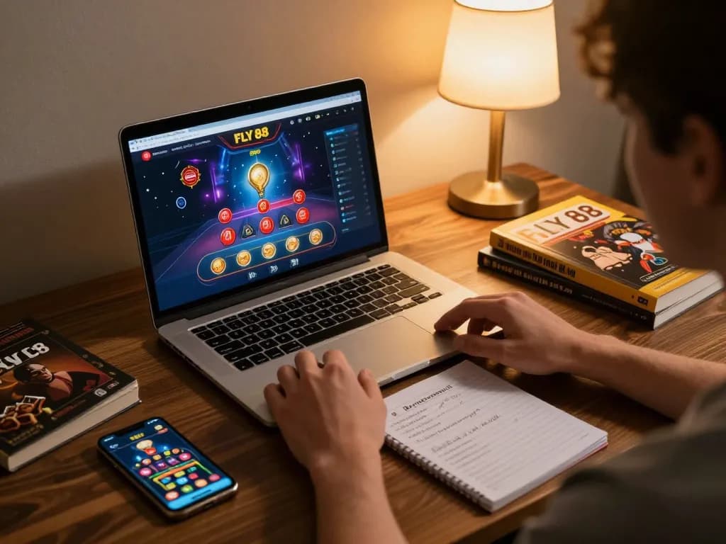 Engaging online gameplay at FLY 88 casino with strategic notes, fostering responsible gambling.