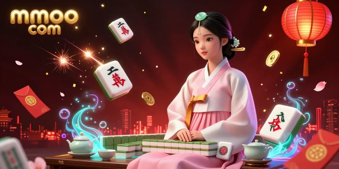 Experience the thrill at mmoo com with an elegant casino scene filled with golden mahjong tiles and red envelopes.