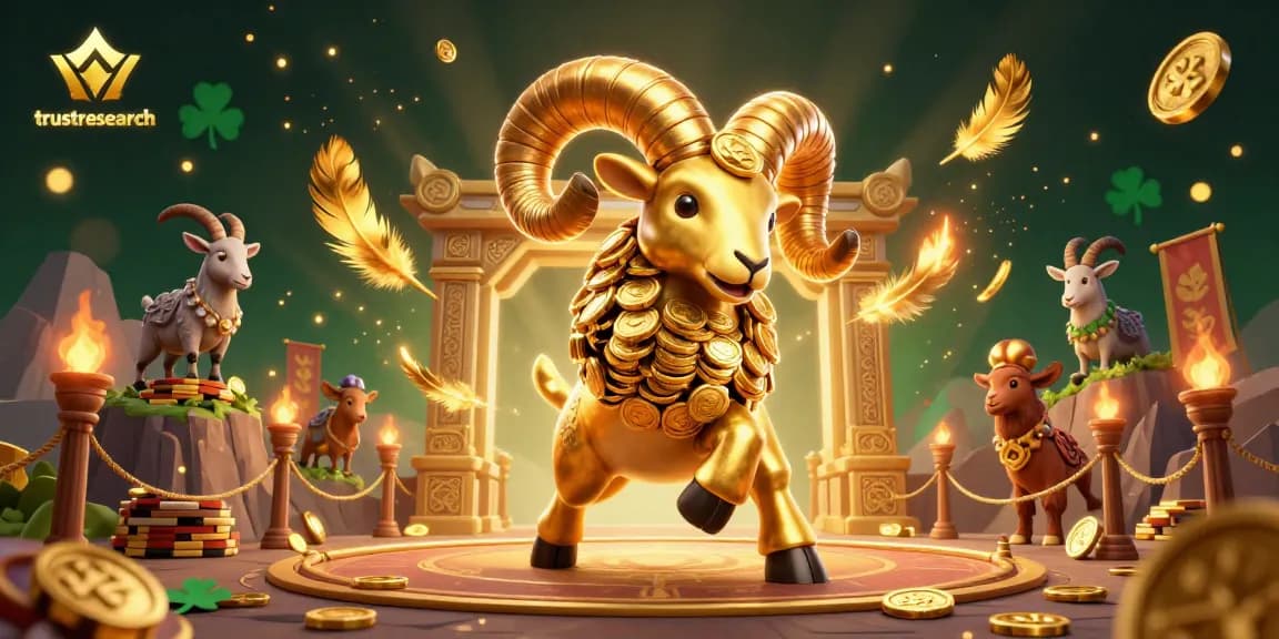 Engage with trustresearch's dynamic golden ram charging through a vibrant online casino scene.