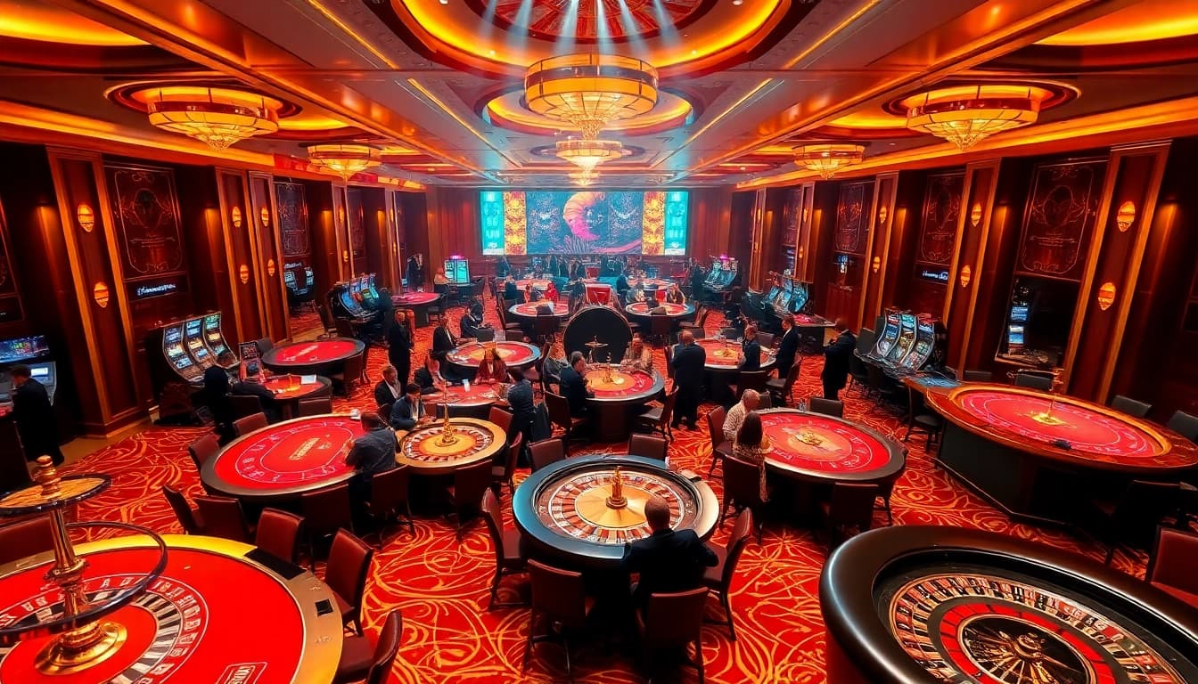 Experience thrilling gaming joy with dh88-themed card action in an elegant casino setting.