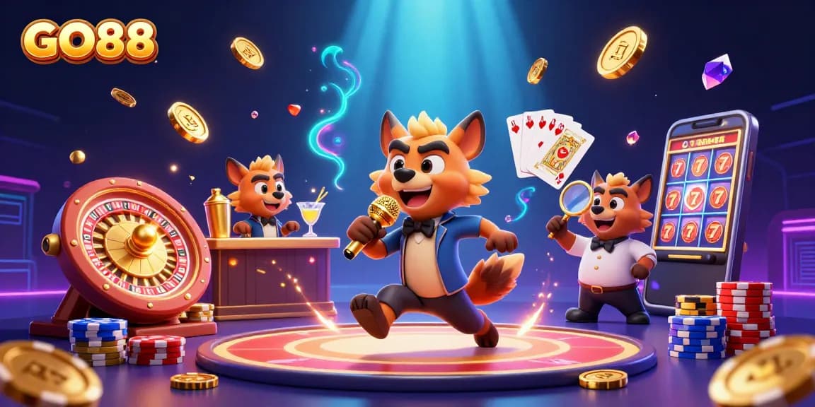 Experience GO88's vibrant casino world with hyenas in entertaining roles and dynamic gaming elements.