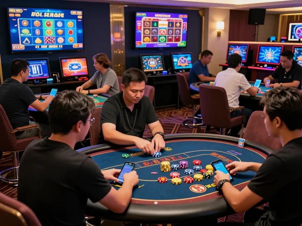 Exciting online gaming scene with players enjoying rikvip casino games in a vibrant virtual environment.