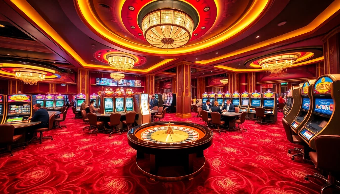 Experience the excitement of gambling at nhà cái 888b with vibrant casino scenes and luxurious atmosphere.