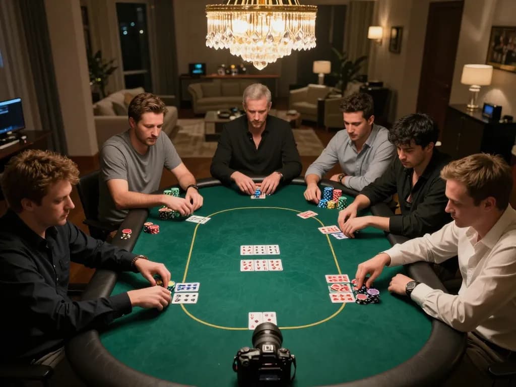Engaging poker gameplay at MANCLUB table featuring vibrant chips and serious players