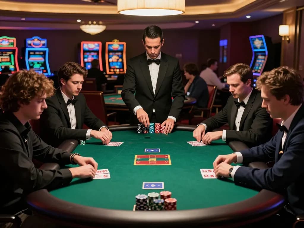 Players engage with SC88 strategy at an elegant poker table, emphasizing skill and excitement in gambling.