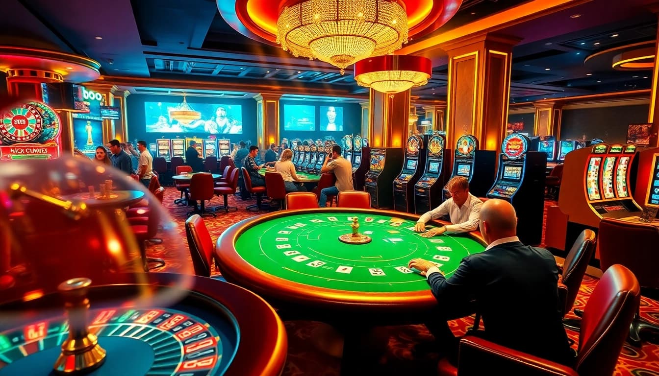 Players enjoy an exciting game of poker at a luxurious casino featuring MK8 elements.
