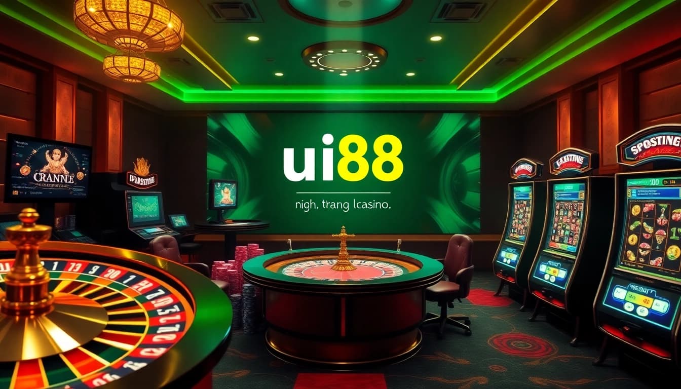 Experience high-stakes excitement at uu88 trang chủ with poker chips and roulette in a luxurious casino setting.