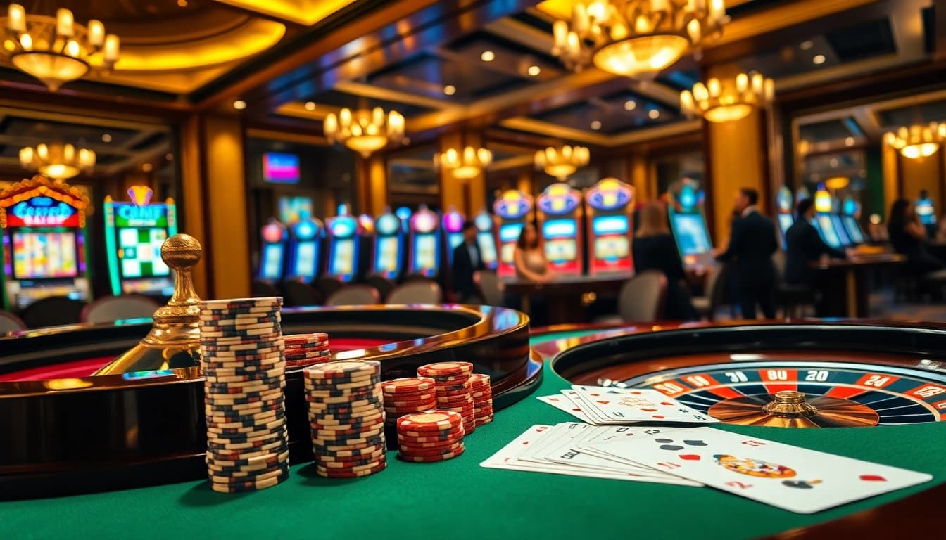 Experience the thrill at 'tập đoàn kjc' with vibrant casino tables and joyful players.