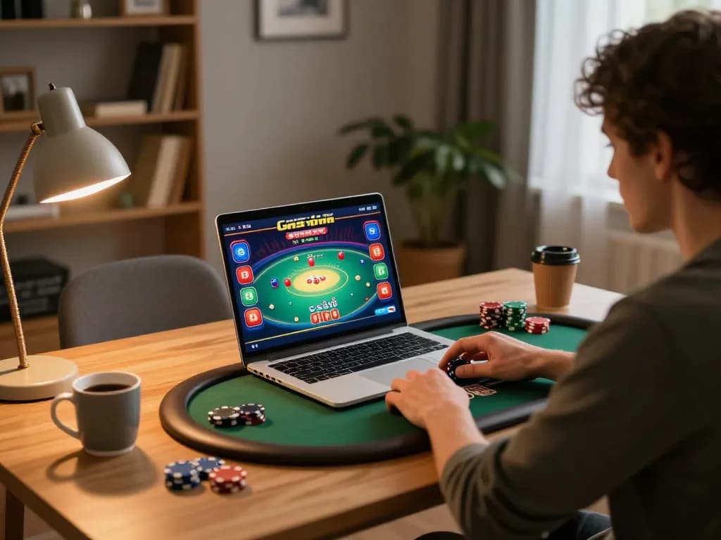 Player enjoying online poker at home using 88vv gaming platform