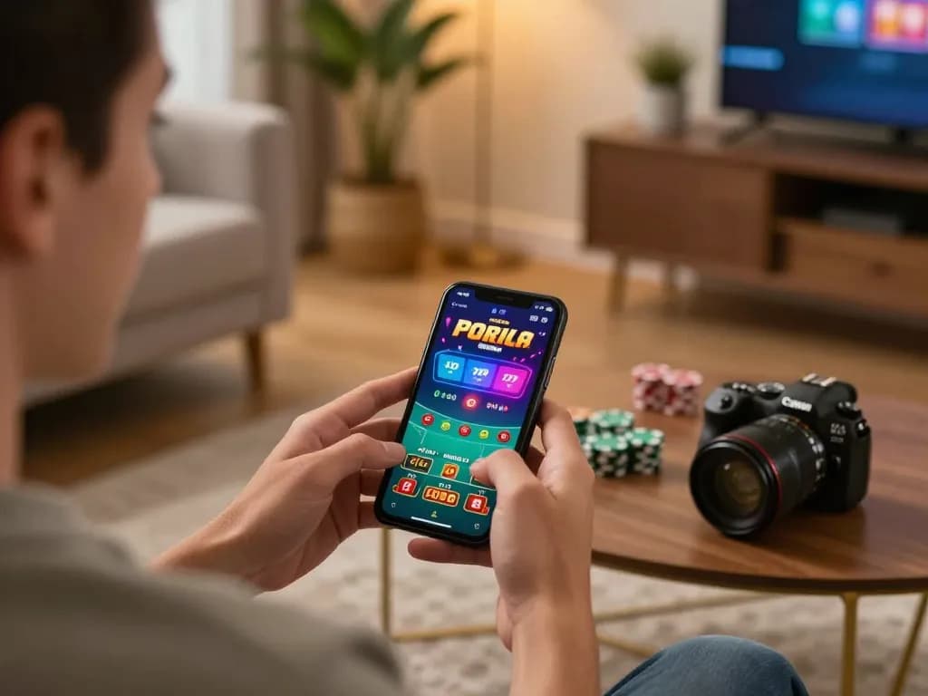 Experience vin88 mobile gaming excitement with a player engrossed in live blackjack.