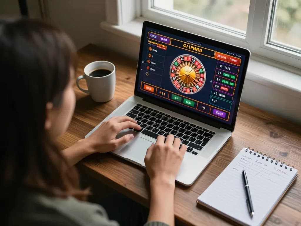 Engaging in online gaming at 888newcasino com with roulette displayed on laptop, showcasing comfortable gaming setup.