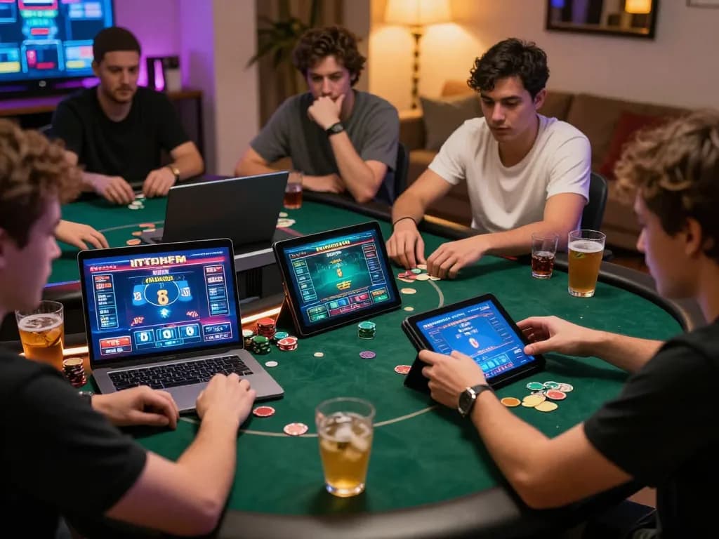 Engaging in strategic gameplay at PUB88 poker session using multiple devices.