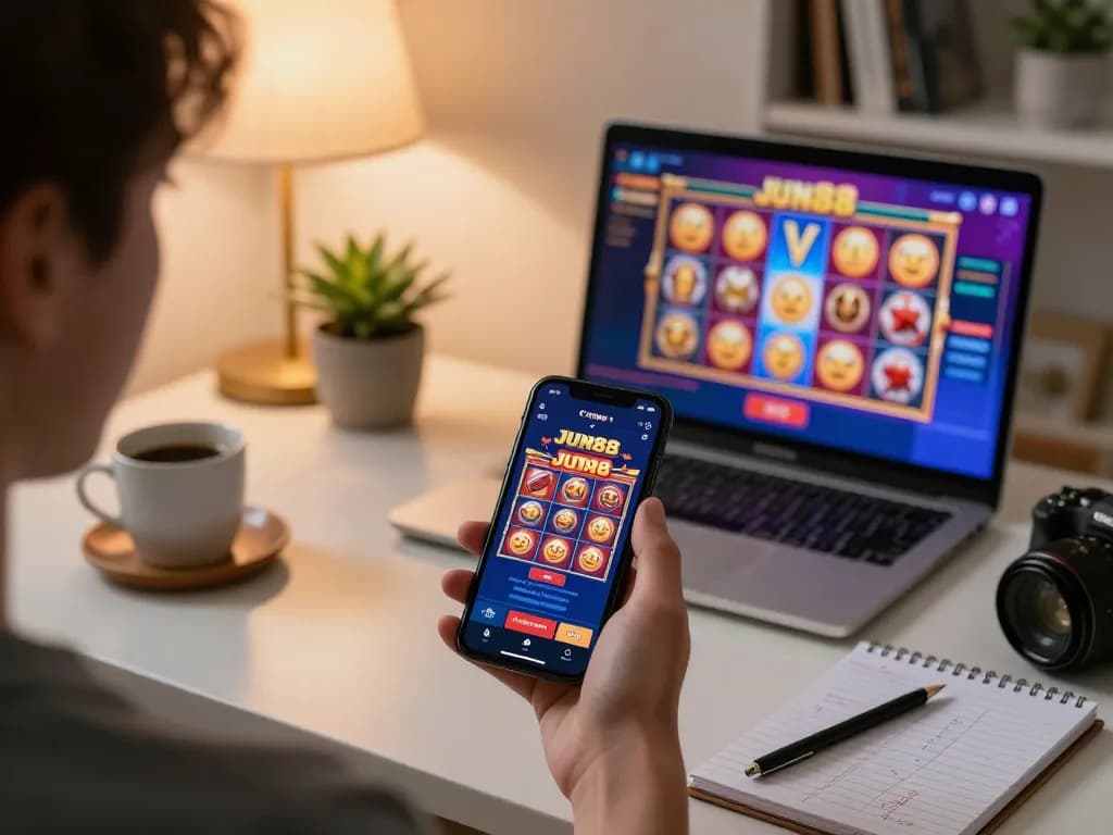 Engage with the Jun88 app for thrilling online casino experiences, capturing a vibrant slot game.