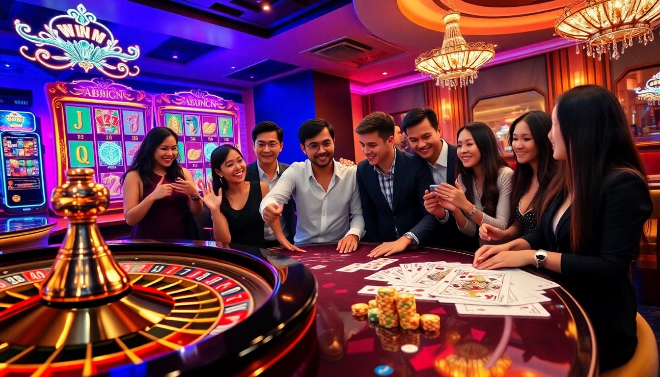 Exciting gameplay experience at https://nohudoithuong.life/ featuring vibrant slot machines and poker tables.