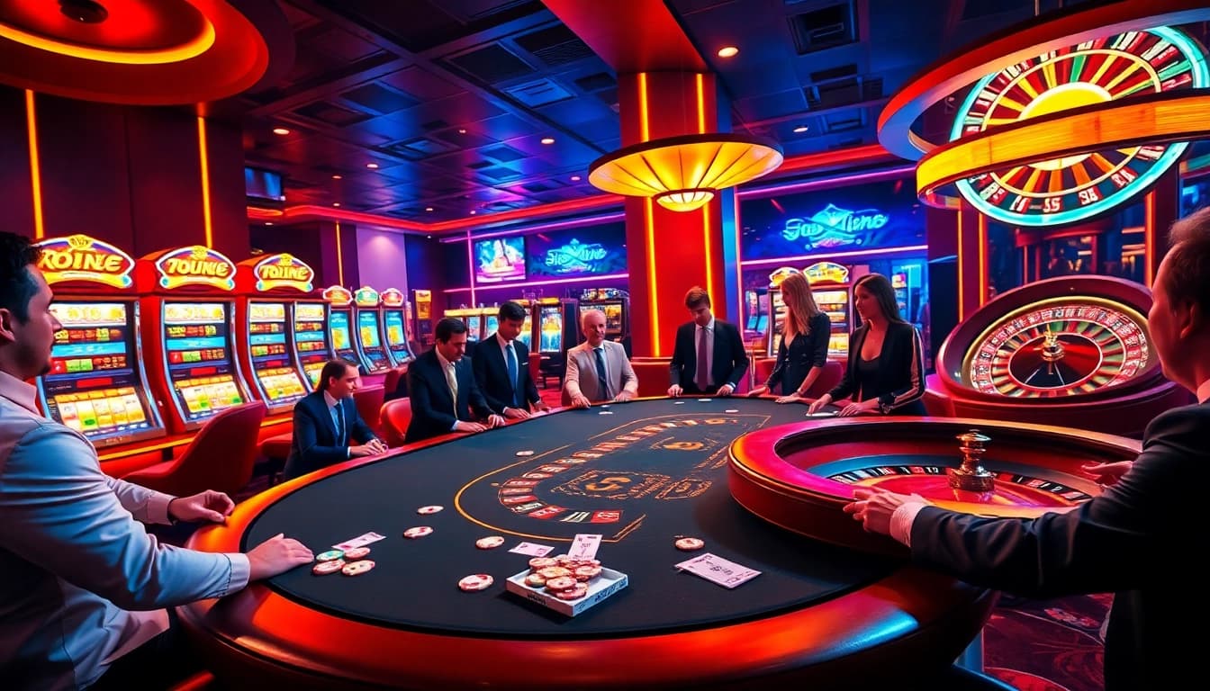 Experience the thrill at XX88 with a vibrant casino scene featuring exciting games and players.