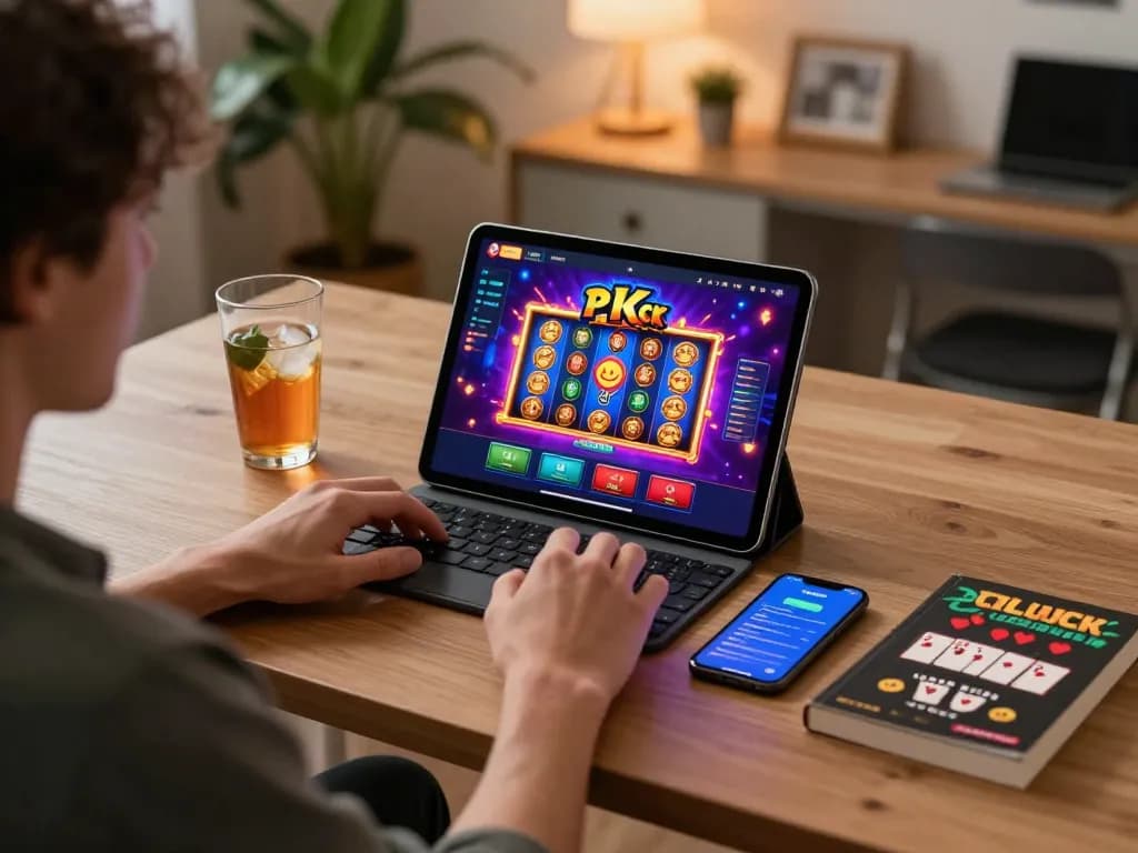 Engaging gameplay on new pk luck casino app displayed on tablet with colorful graphics.