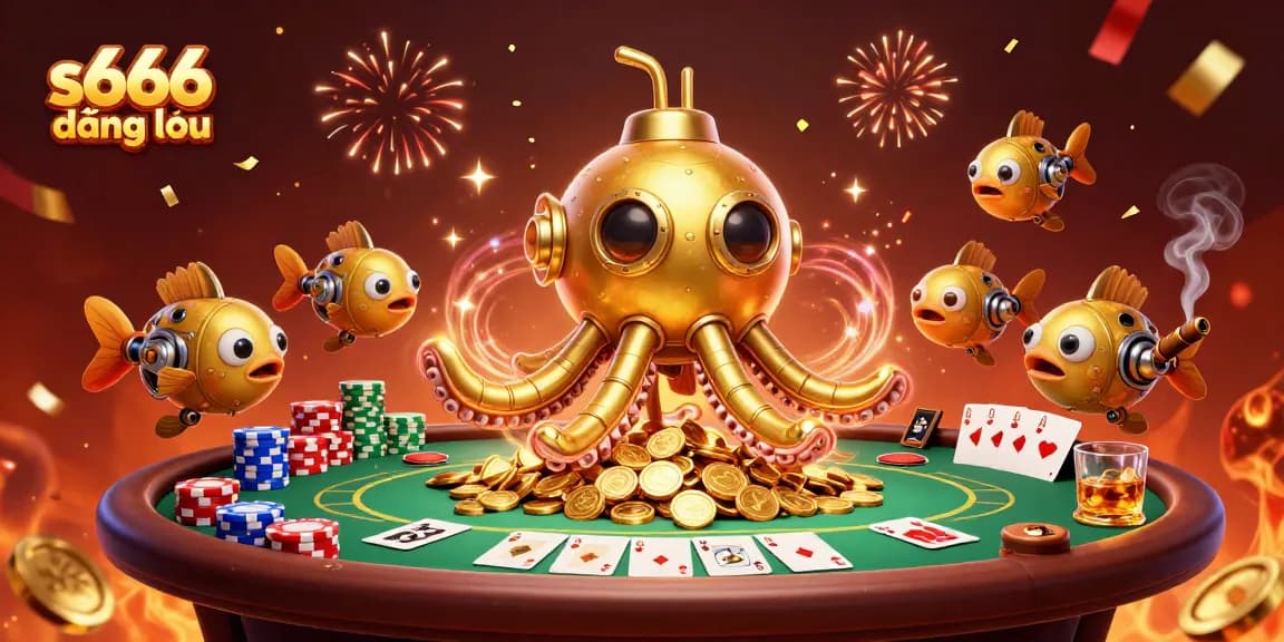 Engage with s666 đăng nhập as a golden kraken submarine surfaces in a sea of casino excitement.