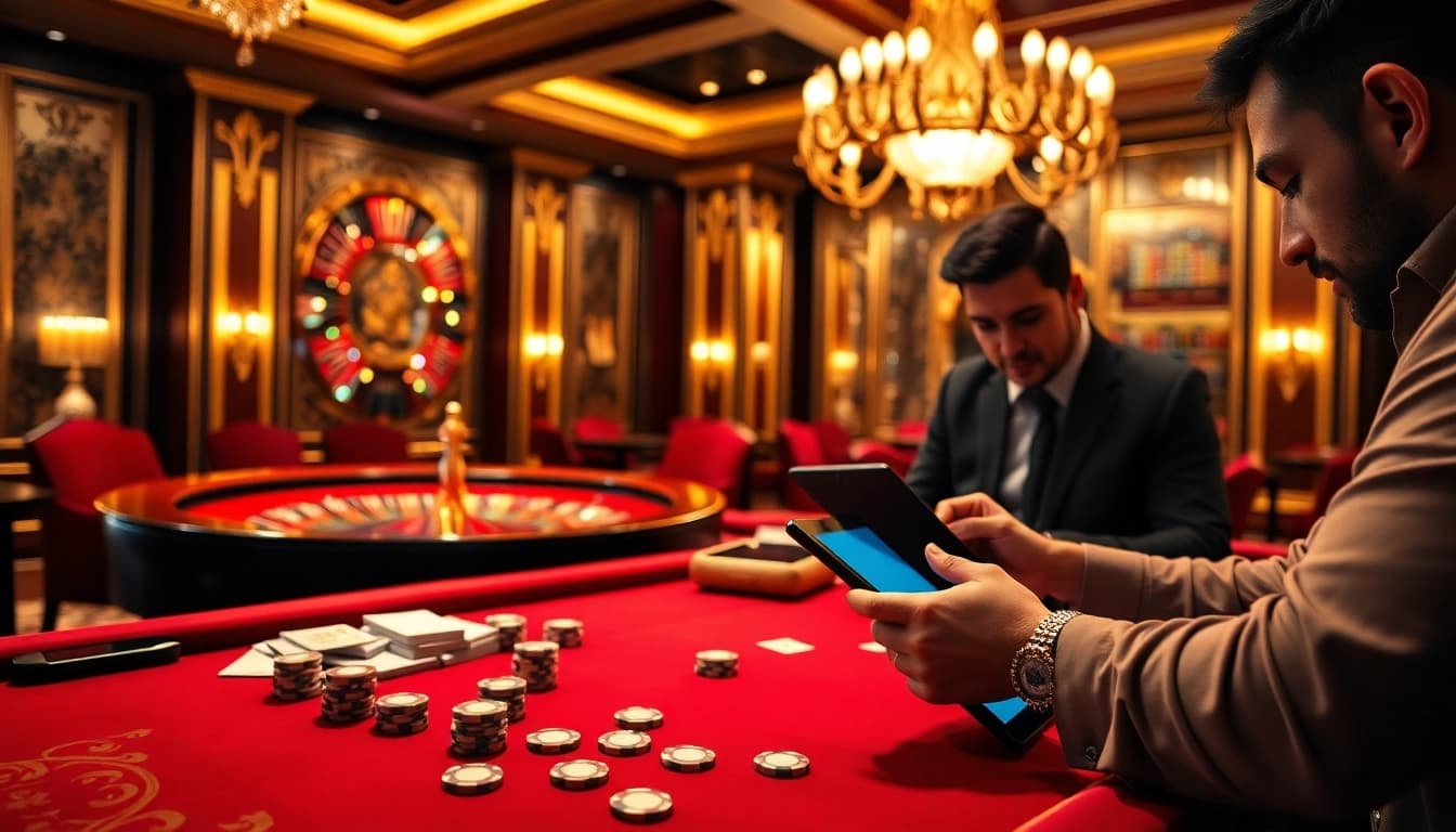 Resolve connection issues while playing at a luxurious casino table with vibrant games.