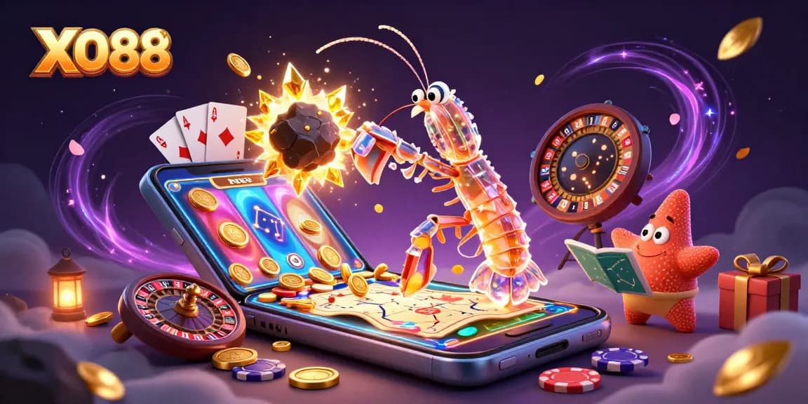 Spin the reels and win with XO88, showcasing a vibrant casino adventure with rich 3D elements.