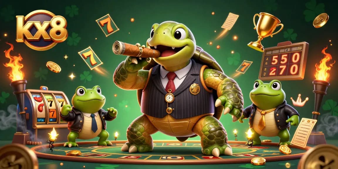 Engage with exciting kx8 casino games featuring a mobster turtle, bullfrog enforcers, and dynamic slot elements.