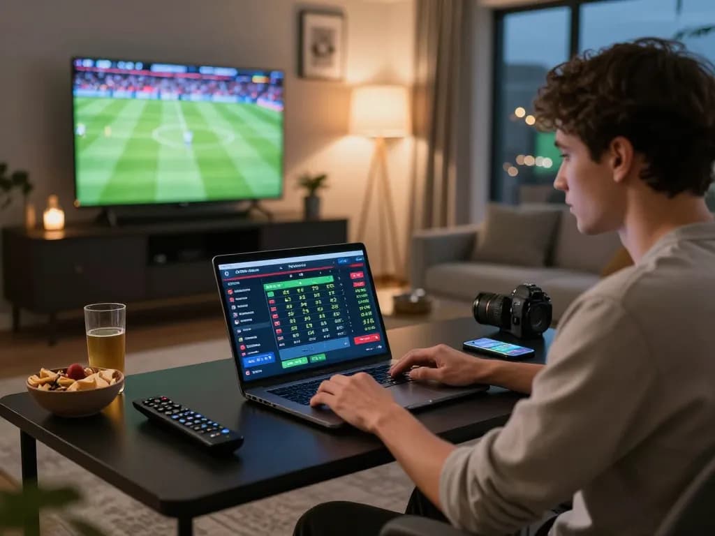 Engaging online betting scene with 1gom interface and cozy ambiance
