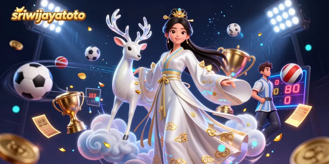 Sriwijayatoto captivates players with dynamic sports betting excitement in this vibrant casino illustration.
