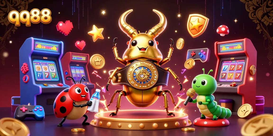 Immerse in the qq88 experience with a vibrant 3D cartoon casino scene showcasing dynamic games and characters.