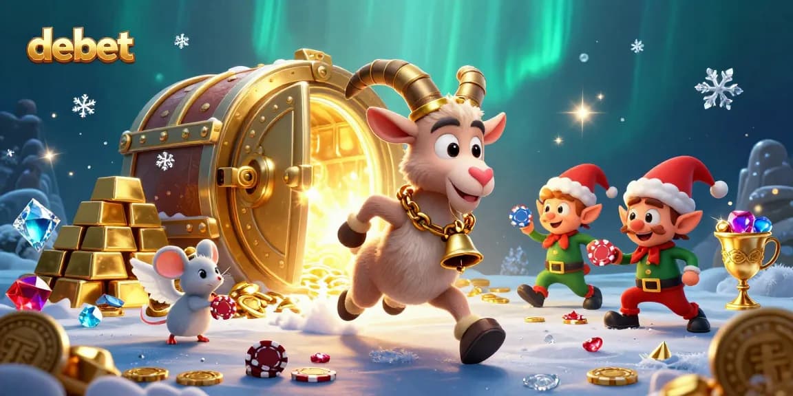 Join the debet casino adventure with a festive Krampus goat, angel mouse, and mischievous elves.