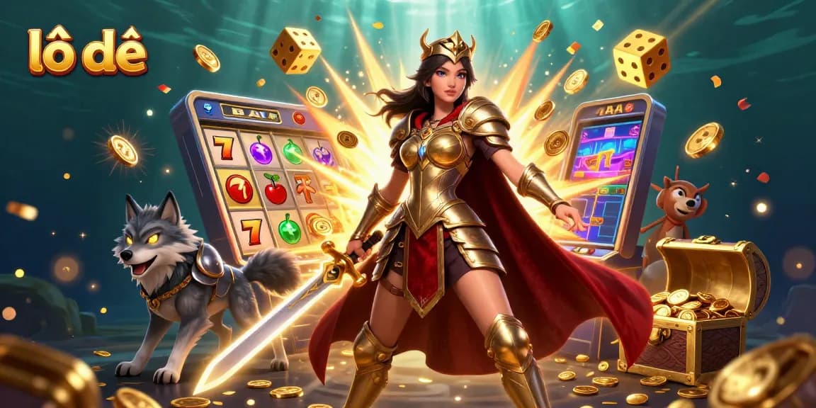 Lô đề players experiencing jackpot excitement with vibrant casino-themed illustration.