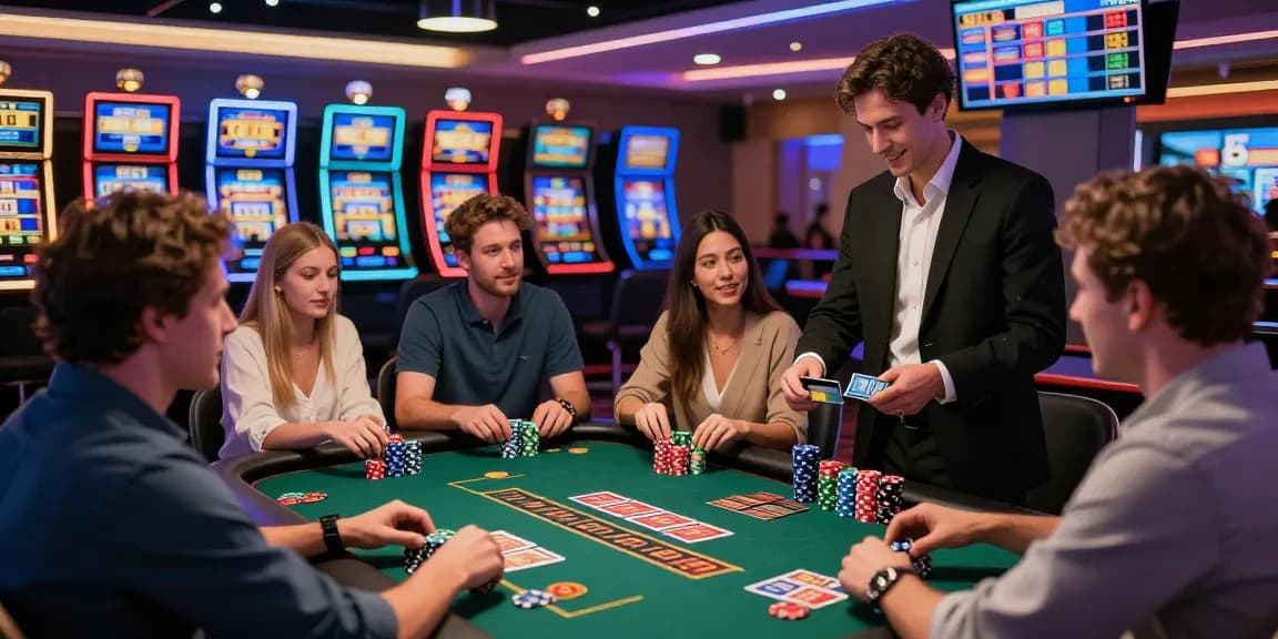 Dynamic casino environment showcasing players at credit card tables, highlighting https://mvc.org.uk as a premier online gaming destination.