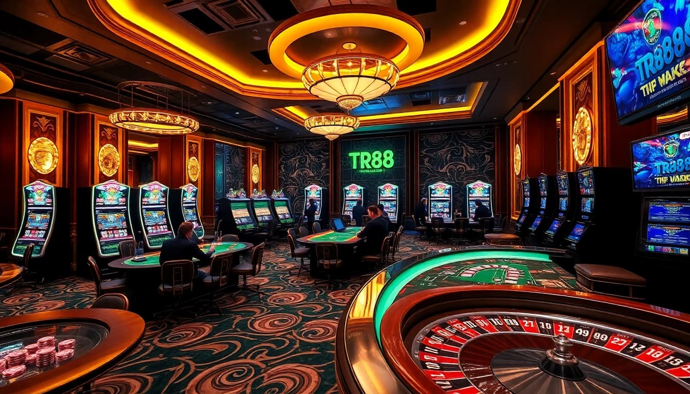 Experience the excitement of the TR88 game with players at luxury casino tables.