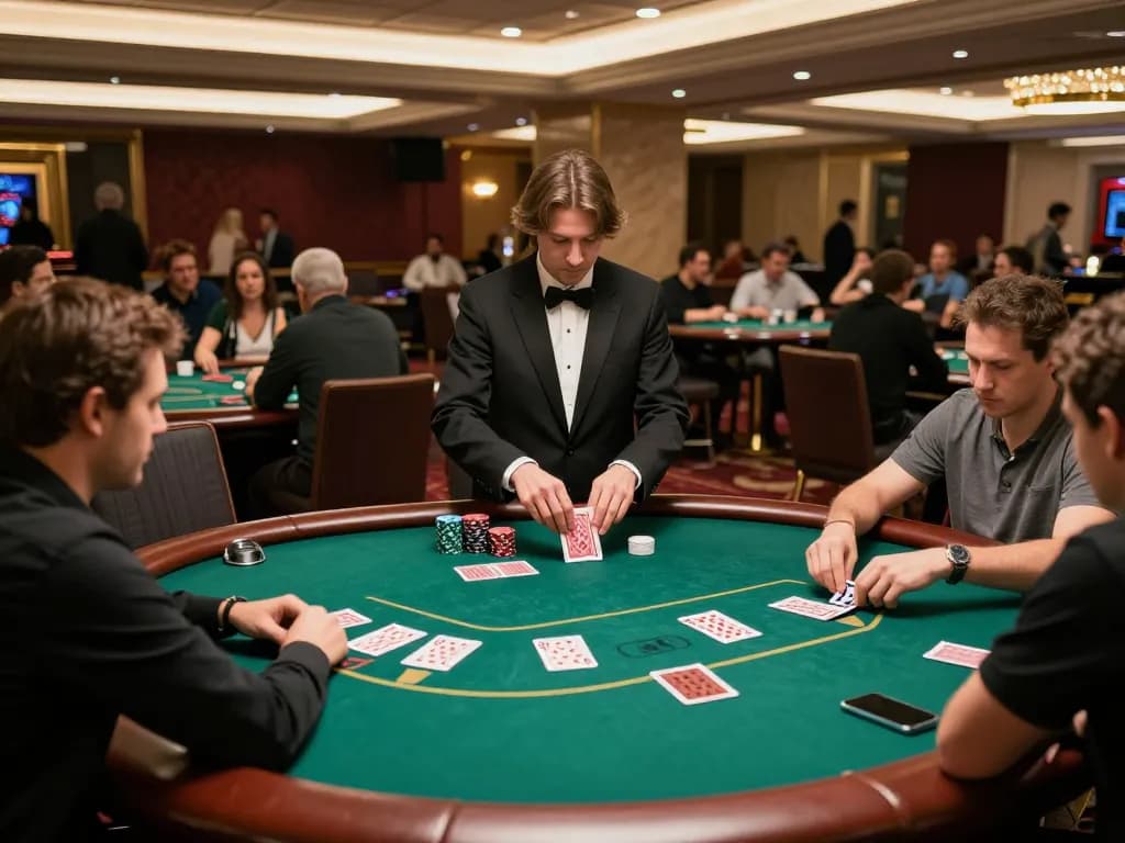 Experience thrilling gameplay at TIP88 poker tables with focused players and elegant atmosphere.