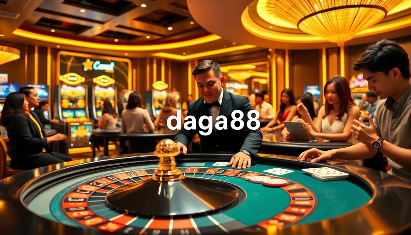 Daga88 enhances the thrill of gambling with a vibrant casino environment featuring roulette and poker games.