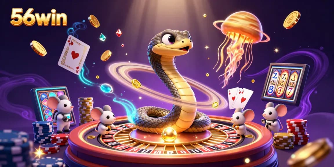 Experience exciting cosmic gambling with 56win's fantastical roulette scene featuring vibrant characters and game elements