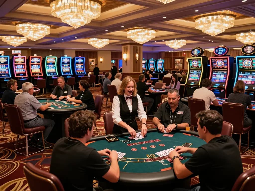 Players engaging in dynamic gameplay at TX88 blackjack tables in an upscale casino with vibrant ambiance.