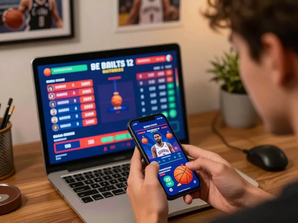 Betting on basketball at home with go8 app, showcasing detailed game statistics and exciting odds